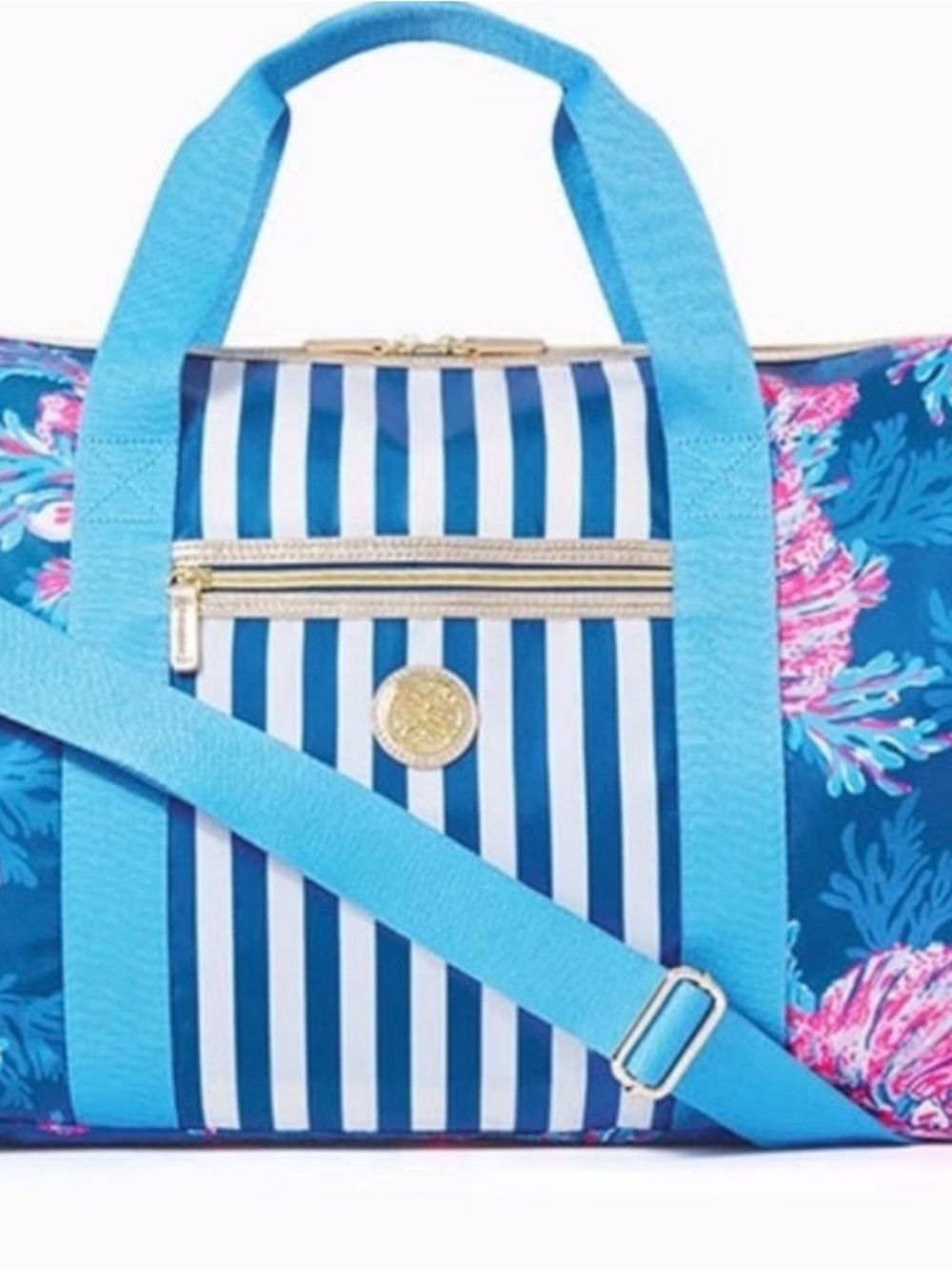 Lilly Pulitzer Blue Striped & Floral Travel Tote